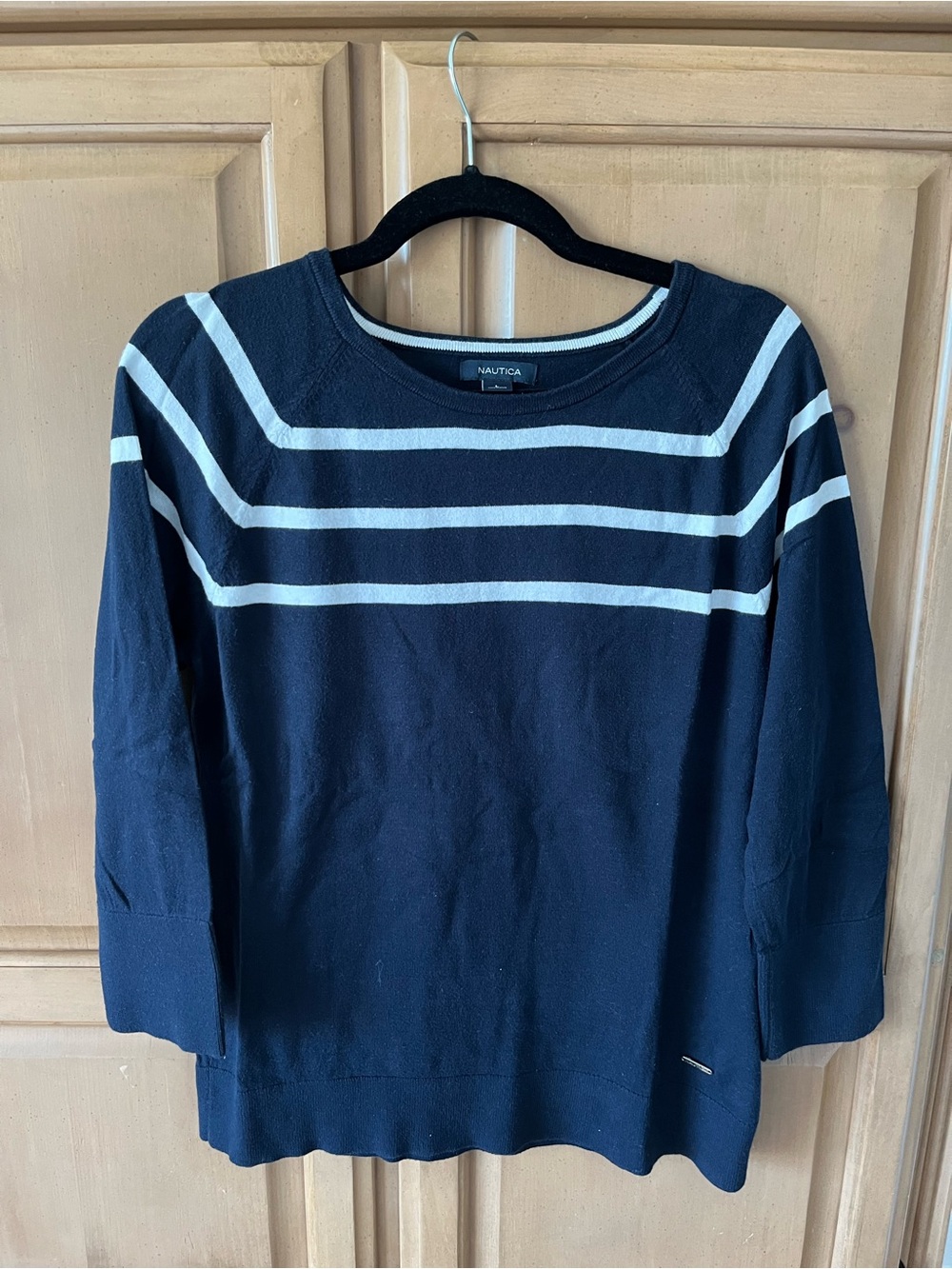 Nautica Dark Navy Pullover with White Stripe Detail